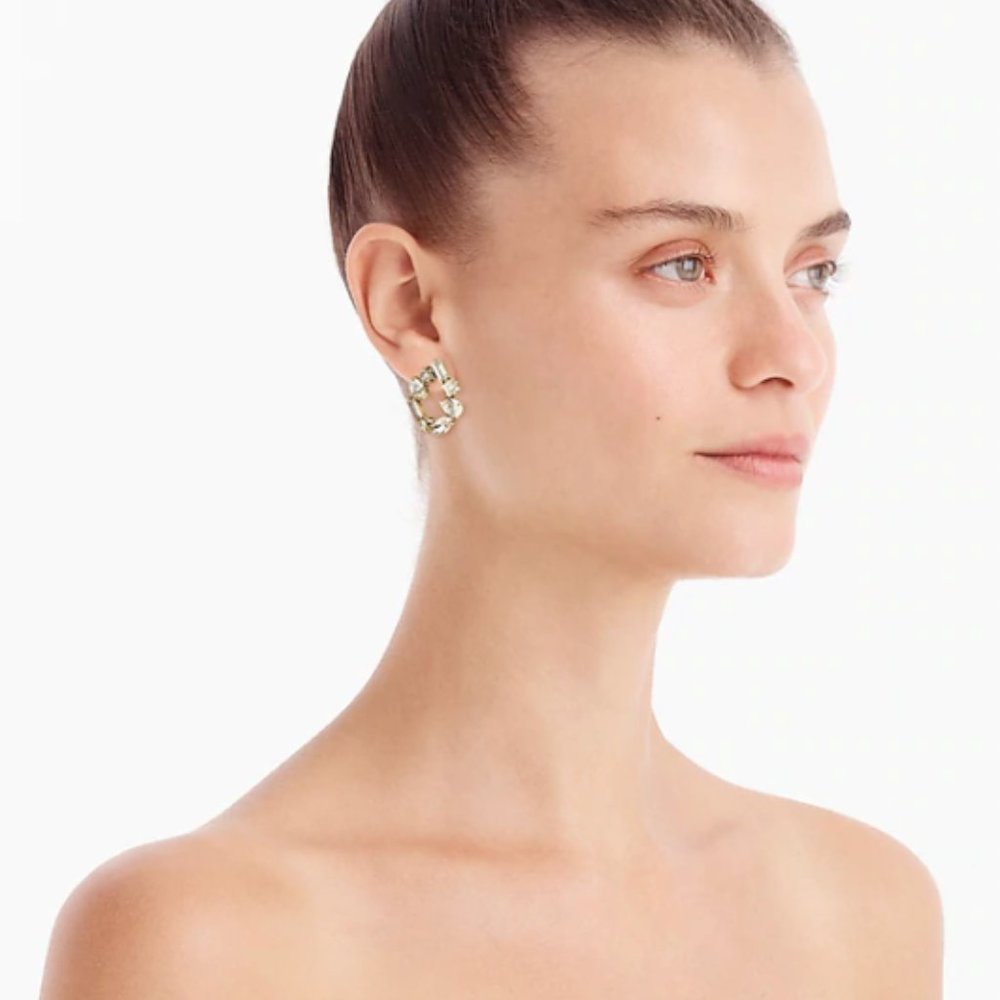 J. Crew Crystal Open Circle Earrings New!! - Picture 2 of 2